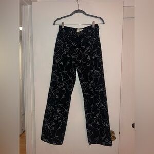 Comme des Garcons Black Pants with White Abstract Design
